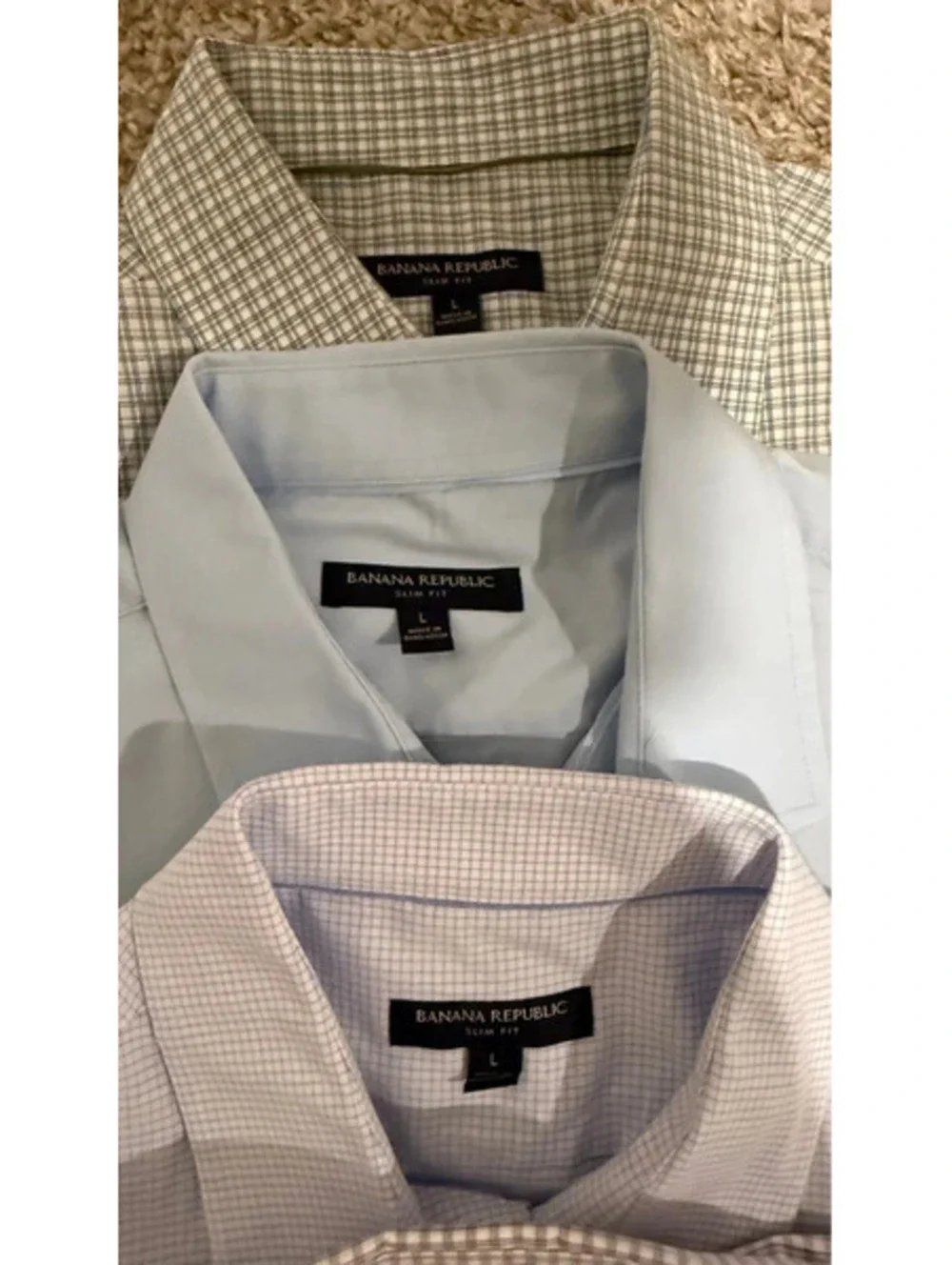 Banana Republic Shirt Lot 6 L Slim Cotton Non-Iron